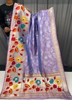 Pure Silk Lilac Traditional Wear Paithani Saree